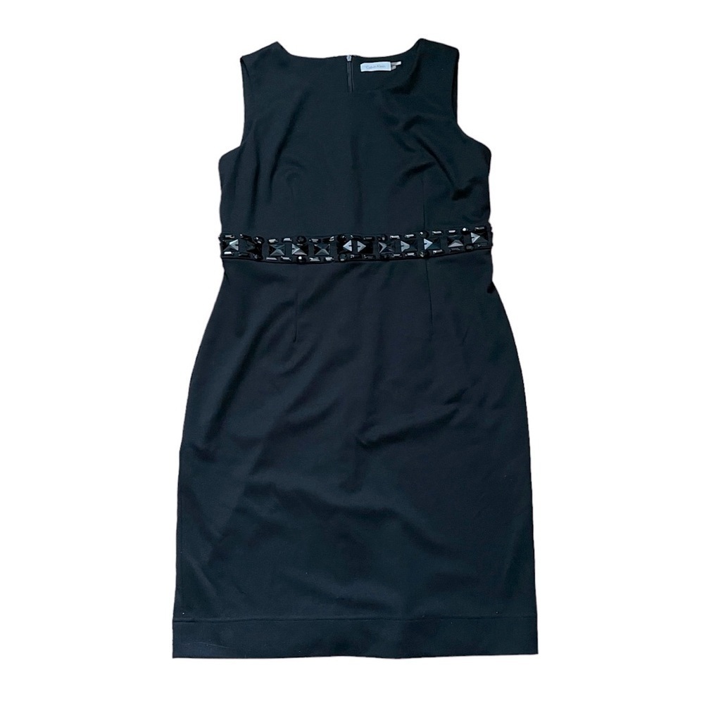 Calvin Klein Black Beaded Sheath Dress US 12